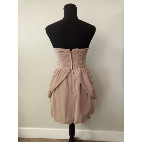 H&M Tan Ruffle Strapless Mini Dress Size 6 - Picture 3 of 5